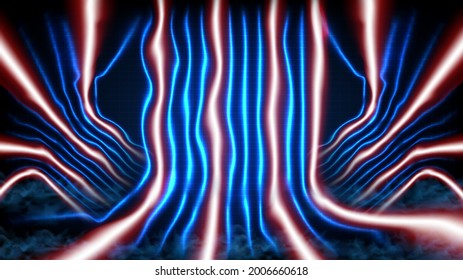 fondo futurista abstracto de escenario vacío azul y fondo de escenario de neón iluminado