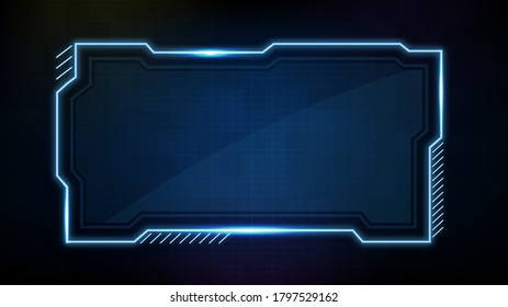 abstract futuristic background of blue glowing technology sci fi frame hud ui