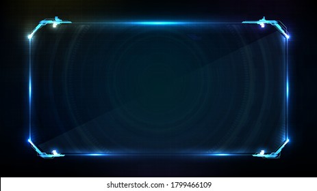 Abstract Futuristic Background Of Blue Glowing Technology Sci Fi Frame Hud Ui