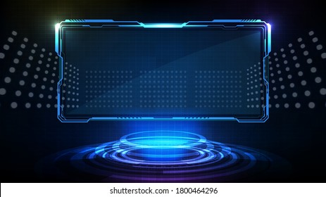 Abstract Futuristic Background Of Blue Glowing Technology Sci Fi Frame Hud Ui