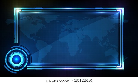 abstract futuristic background of blue glowing technology sci fi frame hud ui