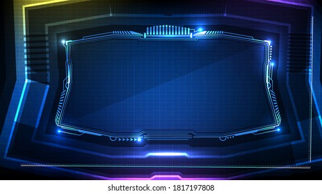 Abstrakter futuristischer Hintergrund. Blauer Gradientechnik sci fi frame hui
