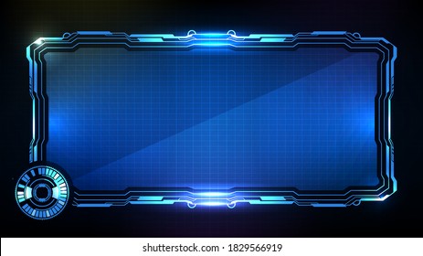 Abstract Futuristic Background Of Blue Glowing Technology Sci Fi Frame Hud Ui