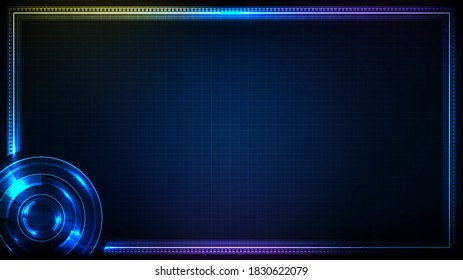 abstract futuristic background of blue glowing technology sci fi frame hud ui