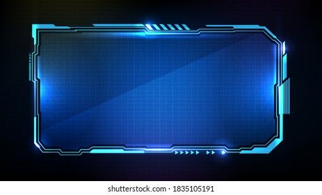 fondo futurista abstracto de la tecnología brillante azul sci frame hud ui