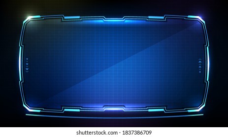abstract futuristic background of blue glowing technology sci fi frame hud ui