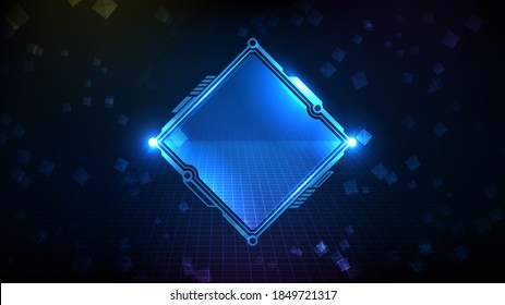 abstract futuristic background of blue glowing technology sci fi frame hud ui