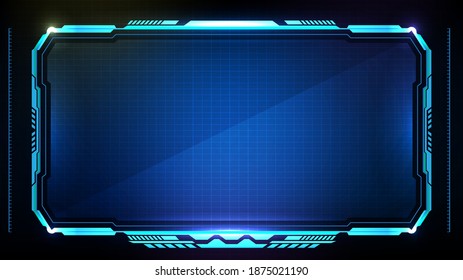 abstract futuristic background of blue glowing technology sci fi frame hud ui