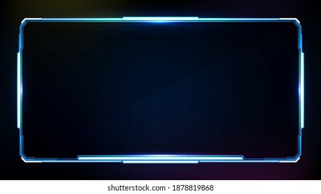 Abstract Futuristic Background Of Blue Glowing Technology Sci Fi Frame Hud Ui