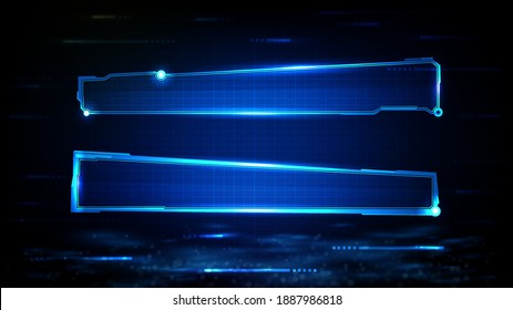 abstract futuristic background of blue glowing technology sci fi frame, hud ui, lower third button bar