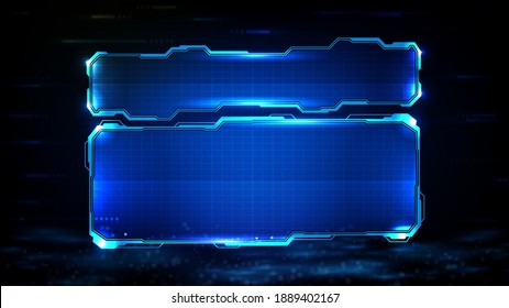 abstract futuristic background of blue glowing technology sci fi frame hud ui