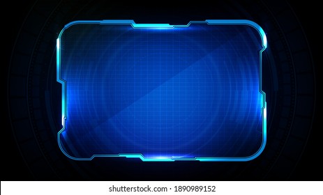 abstract futuristic background of blue glowing technology sci fi frame hud ui