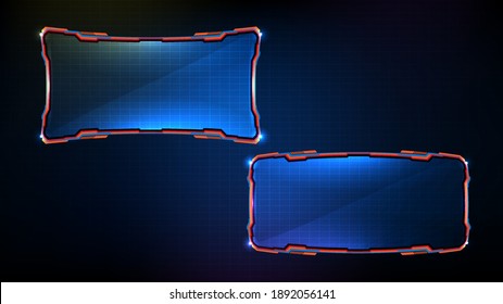 abstract futuristic background of blue glowing technology sci fi frame hud ui