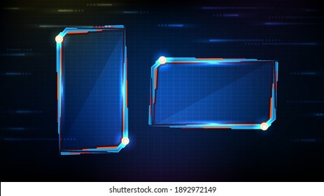 abstract futuristic background of blue glowing technology sci fi frame hud ui
