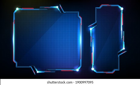 Abstract Futuristic Background Of Blue Glowing Technology Sci Fi Frame Hud Ui