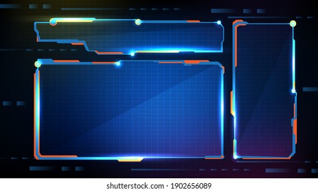 abstract futuristic background of blue glowing technology sci fi frame hud ui