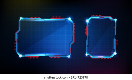 abstract futuristic background of blue glowing technology sci fi frame hud ui