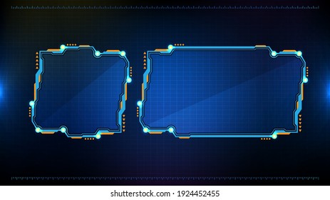 abstract futuristic background of blue glowing technology sci fi frame hud ui