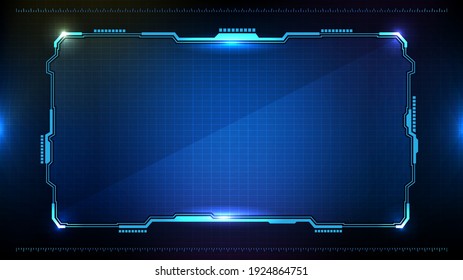 abstract futuristic background of blue glowing technology sci fi frame hud ui