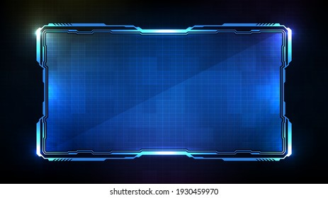 Abstract Futuristic Background Of Blue Glowing Technology Sci Fi Frame Hud Ui