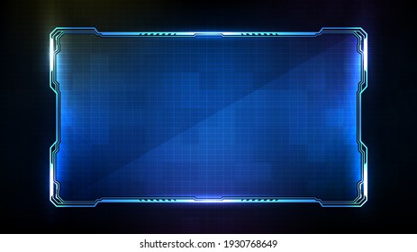 abstract futuristic background of blue glowing technology sci fi frame hud ui