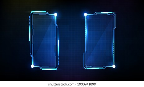 abstract futuristic background of blue glowing technology sci fi frame hud ui