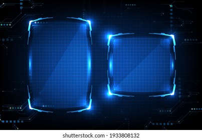 abstract futuristic background of blue glowing technology sci fi frame hud ui