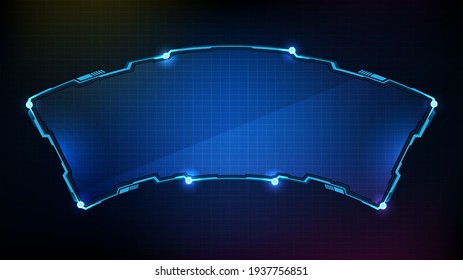 abstract futuristic background of blue glowing technology sci fi frame hud ui