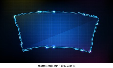 abstract futuristic background of blue glowing technology sci fi frame hud ui