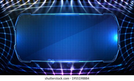 abstract futuristic background of blue glowing technology sci fi frame hud ui
