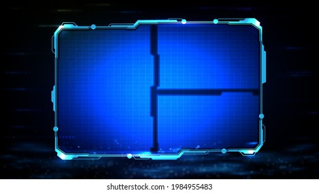 abstract futuristic background of blue glowing technology sci fi frame hud ui