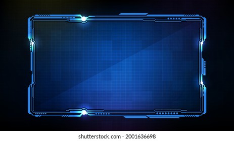 abstract futuristic background of blue glowing technology sci fi frame hud ui
