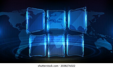 abstract futuristic background of blue glowing technology sci fi frame hud ui element