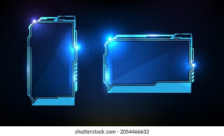 abstract futuristic background of blue glowing technology sci fi frame hud ui lower third