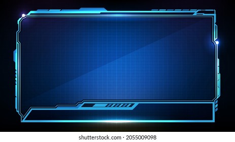 abstract futuristic background of blue glowing technology sci fi frame hud ui lower third