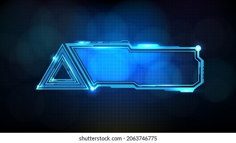 abstract futuristic background of blue glowing technology sci fi frame, hud ui, lower third button bar