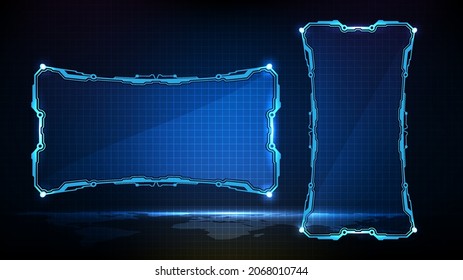 abstract futuristic background of blue glowing technology sci fi frame hud ui lower third