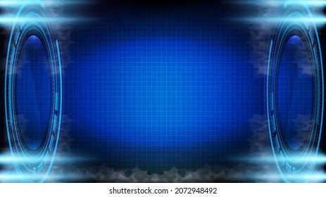 Abstract futuristic background of blue glowing sci fi technology hud ui frame