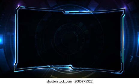 abstract futuristic background of blue glowing technology sci fi frame hud ui lower third