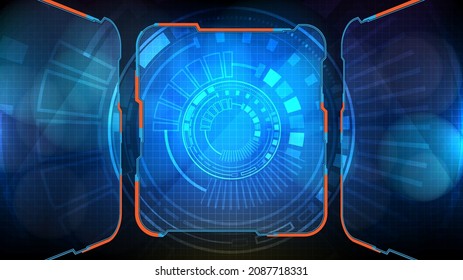 abstract futuristic background of blue glowing technology sci fi frame hud ui