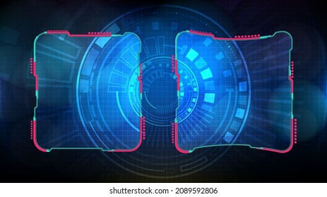 abstract futuristic background of blue glowing technology sci fi frame hud ui