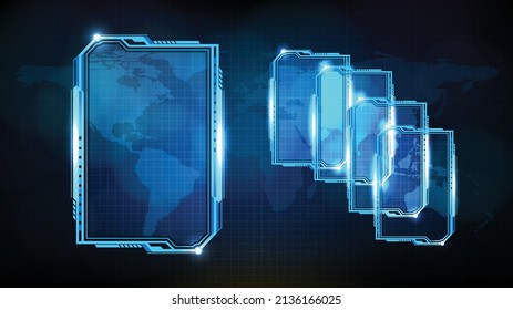 abstrakter futuristischer Hintergrund der blauen leuchtenden Technologie sci fi frame hud ui