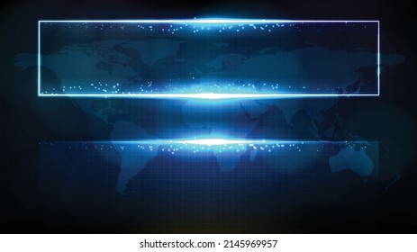 abstract futuristic background of blue glowing technology sci fi frame, hud ui, lower third button bar