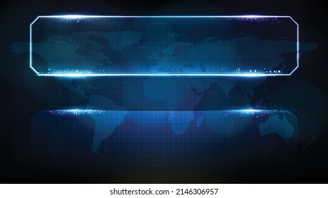 abstract futuristic background of blue glowing technology sci fi frame, hud ui, lower third button bar