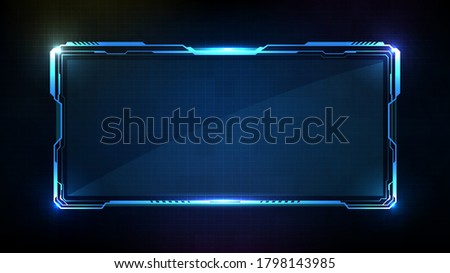 abstract futuristic background of blue glowing technology sci fi frame hud ui Imagine de stoc © 