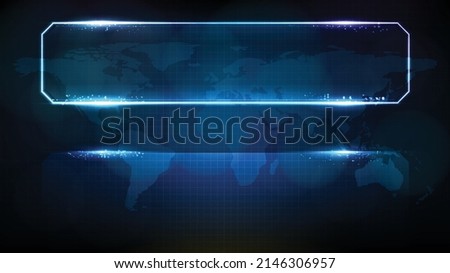 abstract futuristic background of blue glowing technology sci fi frame, hud ui, lower third button bar