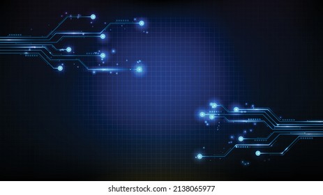 abstract futuristic background of blue Printed Circuit Board, sci fi science concept