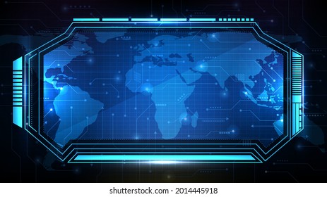 abstract futuristic background of blue technology sci fi frame, hud ui topic, lower third button bar