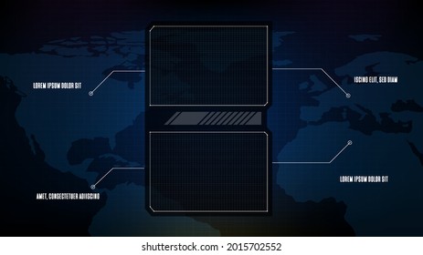 abstract futuristic background of blue technology sci fi frame, hud ui topic, lower third button bar