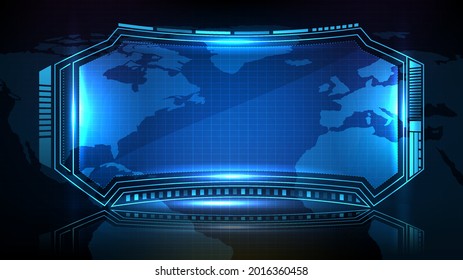 fondo futurista abstracto del marco de ciencia ficción de tecnología azul, tema hud ui, barra de botón inferior del tercer botón